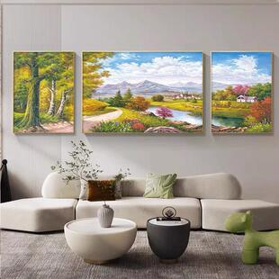 客厅沙发装饰画新中式背20景2IGN5新款挂画现代简约大气山三水联