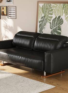 简约轻奢沙发椅法式复古中古风黑色直排豆腐块双人小户型客厅沙发