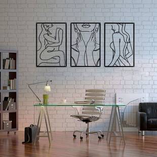 跨境黑色金属墙面装饰墙上简约线条女性家居壁挂墙艺术装饰壁饰