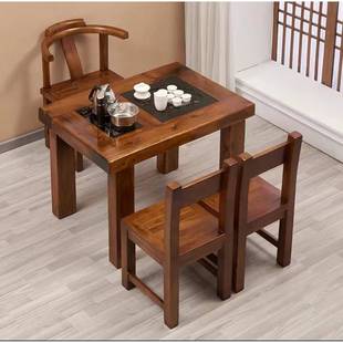 4I老船木小户型阳木台茶桌椅组合实工茶办客厅几简家用约小型TMB