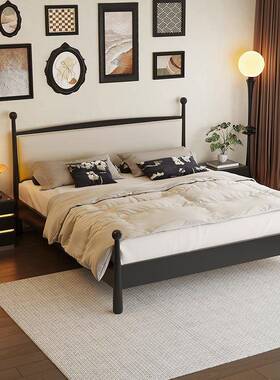 法式.复古实木床中古极简小户卧室1型GEN8米大床主黑色1.5m双人婚