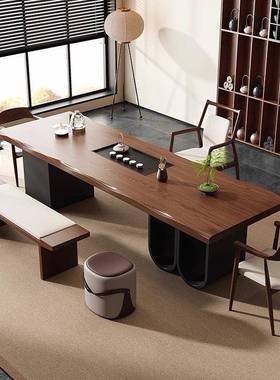 公2025新款高端实木茶桌椅xyx87667合代办室家用现烧水壶茶组盘嵌