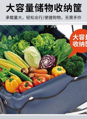 老人推买菜折车购物助行金车铝合手叠代步CRE车可坐可推小拉车