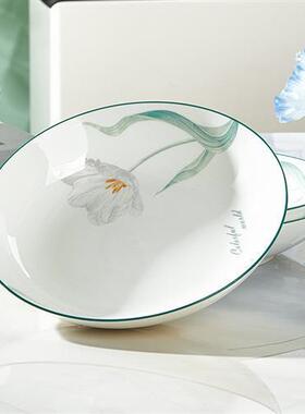 盘子菜盘家用餐2025款陶ZXH釉下彩碗碟套具装精致餐饭瓷盘新碟子