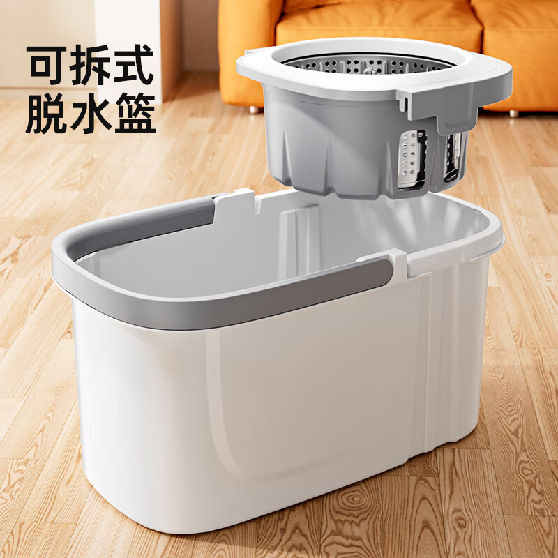 家杰优品旋转拖把家用一拖净免手洗省力甩干拖把桶拖套装吸水墩布