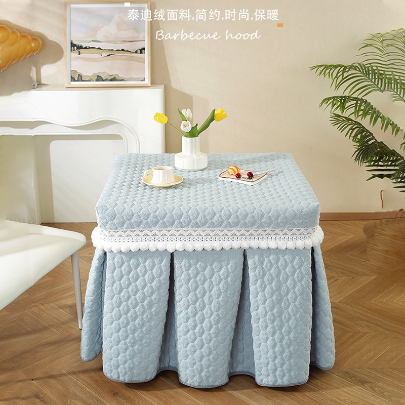 烤火桌罩长方形电炉罩烤火罩奶油风茶几桌布电暖炉桌子罩烤火被