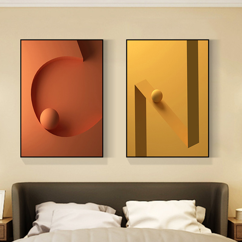 英文字母挂画创意彩色图案装饰画抽象色彩组合壁画客厅艺术感墙画