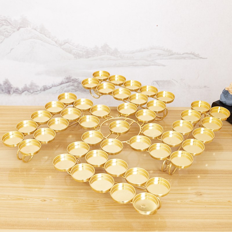 排9盏万字卍字酥油灯座灯架蜡台供奉七星盏莲花供灯长明蜡烛台