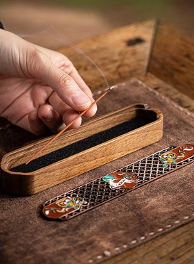 香插香座欧式沉香线香香薰炉檀香 珐琅彩香托盘香插 香盒线香底座