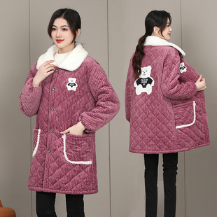 罩衣女冬季加绒加厚新款工作服防污外套耐脏棉袄长款棉衣围裙大码