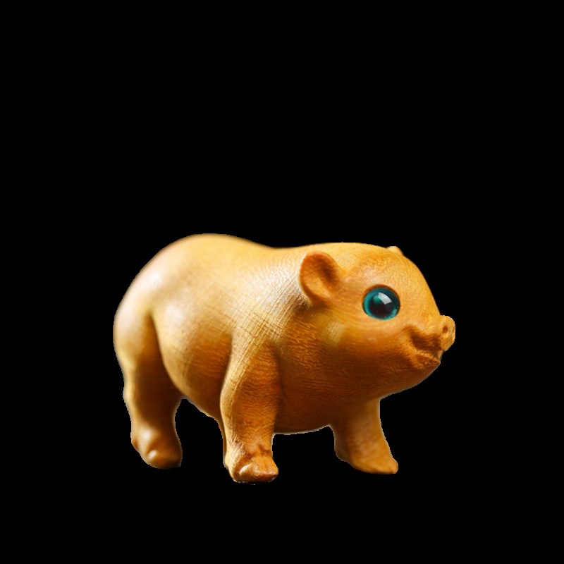 黄杨木雕福猪创意雕刻工艺品文玩把玩手把件可爱生肖猪小动物摆件