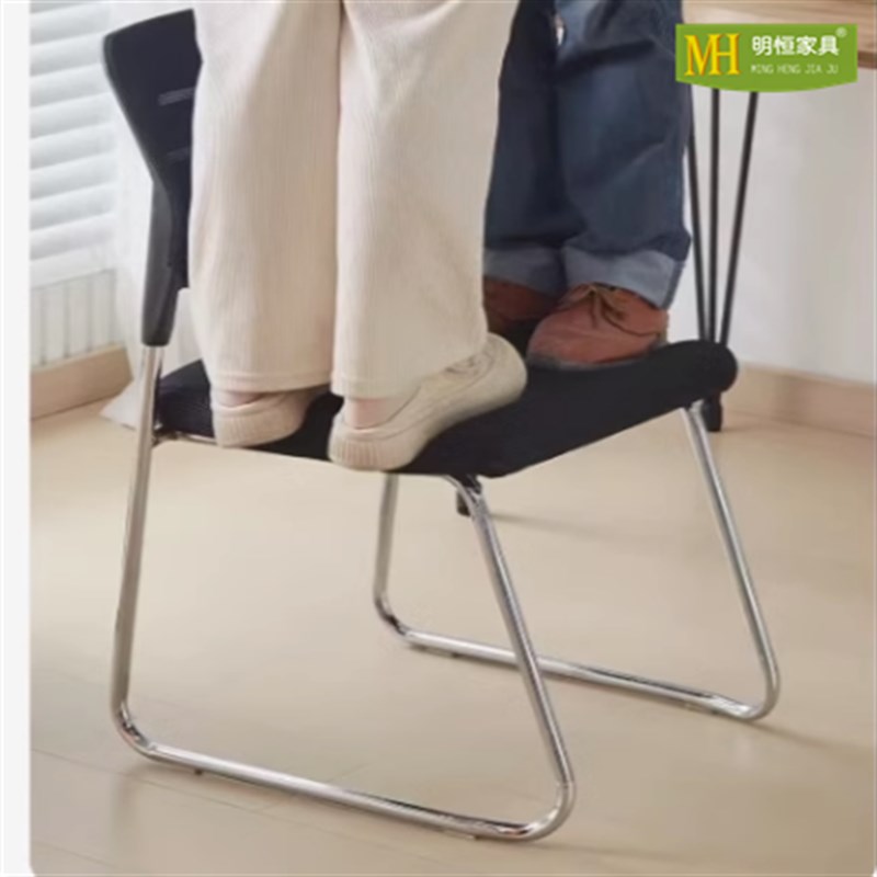 云南无扶手会客椅电脑椅会议椅学生家用椅免安装职员透气网布培训