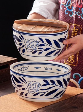手绘青花串串香钵钵鸡专用盆猪油罐大容器陶瓷调料盆麻辣烫调料缸
