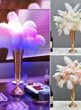 酒店仿真花桌花电镀摆件酒吧KTV羽毛桌面装饰假花婚礼餐桌花摆花