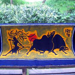 蜡染横壁挂画 安顺蜡染挂布 家居装饰 贵州民族蜡染 单层挂画农耕