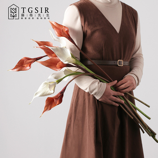 复瓣海芋仿真花客厅酒柜插花装饰品摆件高级手捧花配材马蹄莲假花