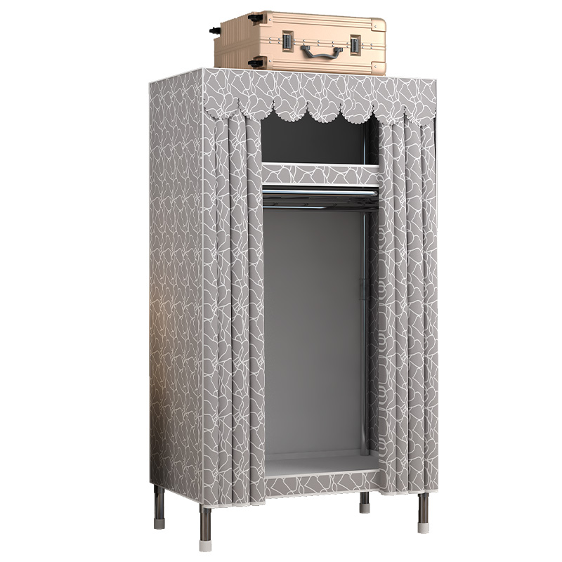 简易布衣柜家用卧室全钢架出租房用单人小号小户型用加粗加厚组装