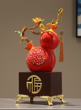 珐琅彩石榴摆件玄关电视柜博古架客厅装饰多子多福乔迁新婚