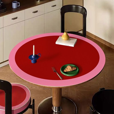 多巴胺高级餐桌桌垫圆形防水防油免洗皮革保护垫简约耐高温桌布