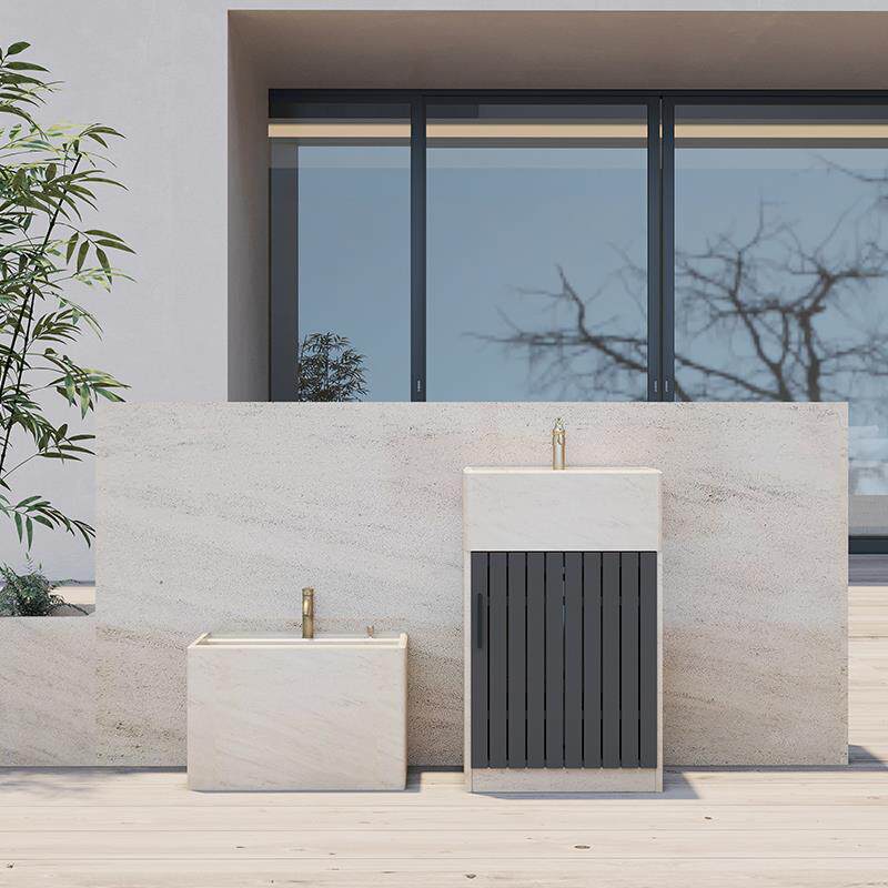 外立柱头洗手JS-LZP-0盆一体落院地式庭大理石洗手台室外阳台户石