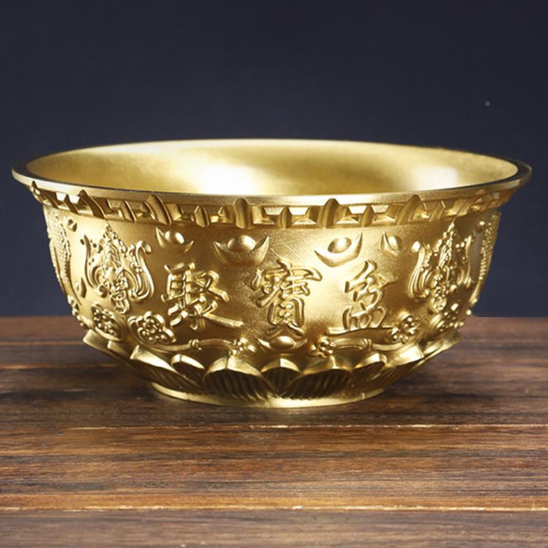 纯铜黄铜宝盆招财进宝工厅艺品盘如意算元NML宝缸实心聚聚财客摆