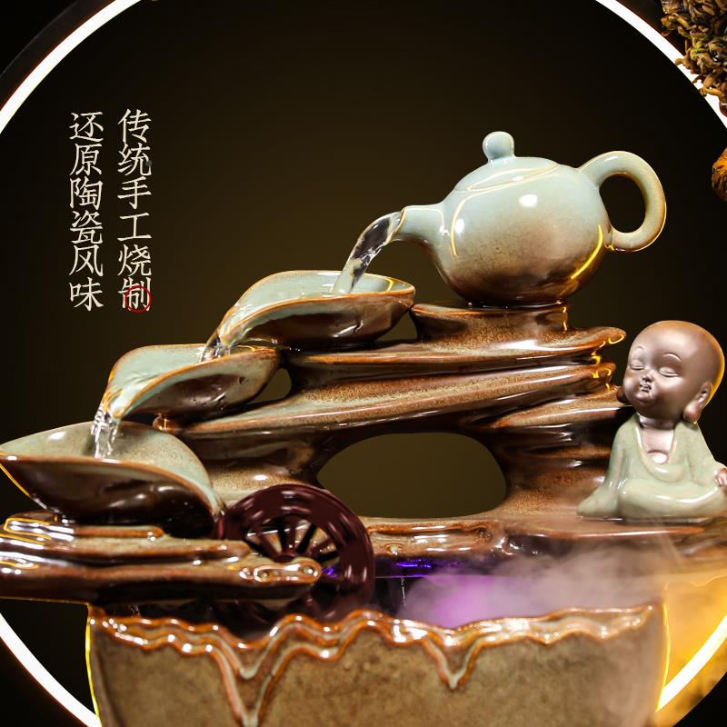 流水生财摆客件厅公LDA缸室招财创意鱼前台装饰店铺开业办礼品送