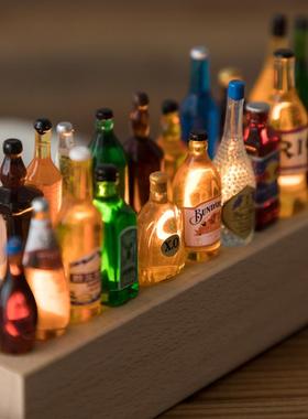 酒瓶木质夜灯摆灯CSY迷你食玩家居气氛diy可件爱覆古创意礼小物装