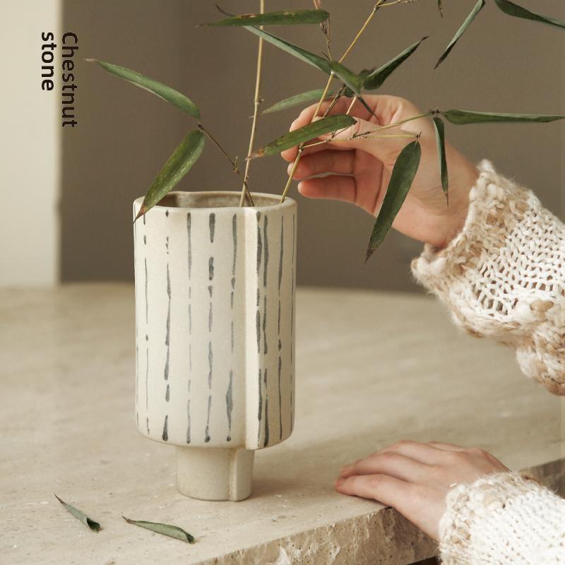 板栗新中国风仙苔盆景陶花KNQ盆微观小景花盆书房石样板间瓷桌面