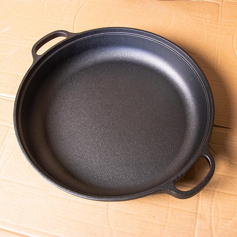 库存出口品质双耳煎锅铸铁涂层无不无品牌/粘锅生铁老式家锅用加