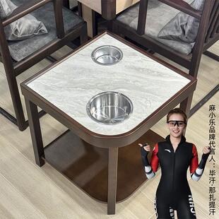 麻将桌旁茶几水架茶棋茶牌室麻将机001馆专楼用实木小边置几岩板