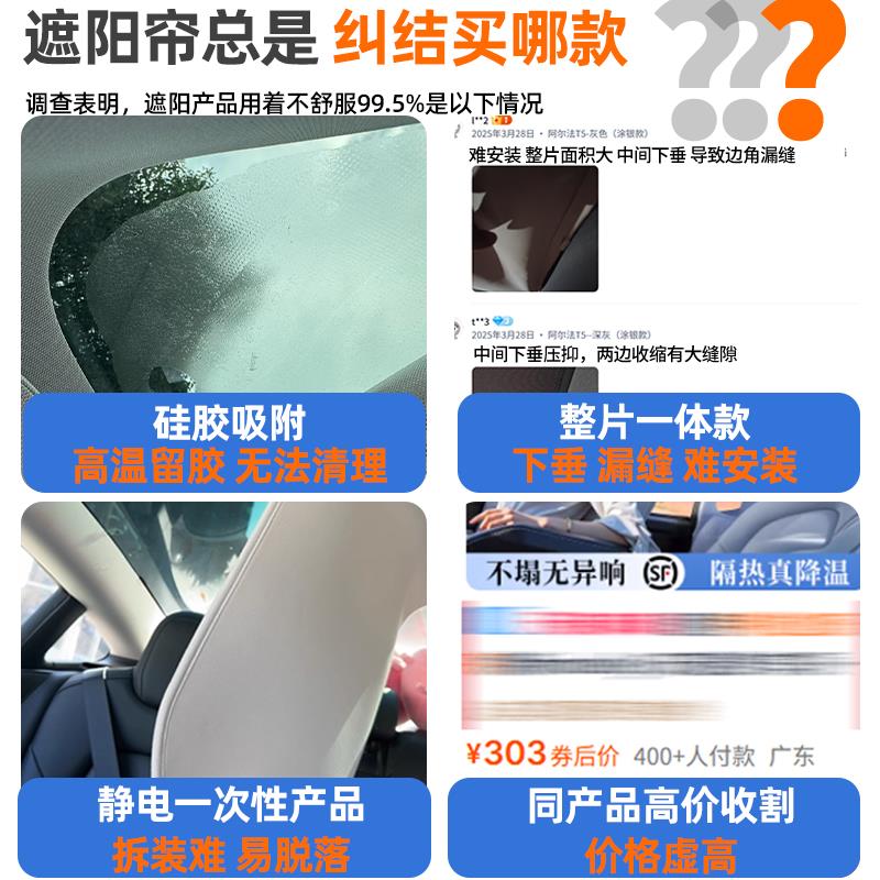 适用240621阿狐阿尔法S5天幕遮热阳专帘挡全景天窗用防晒隔配件改