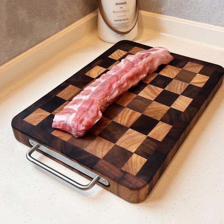棋盘格乌檀木实木切菜板家用案板菜板水果砧板轻奢抗菌刀板水果板