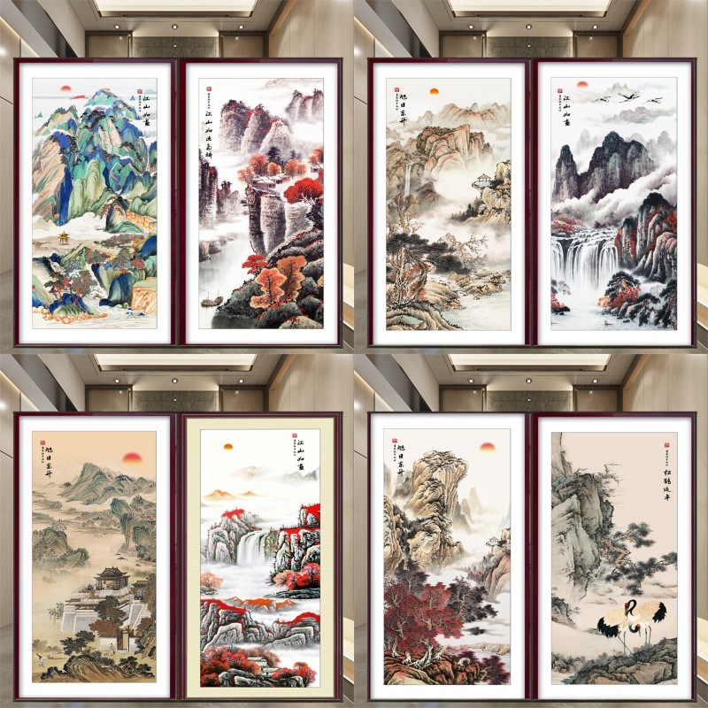 门贴纸玻璃山水卫生间翻新浴室整张装饰防水厕所改造电梯移门自粘