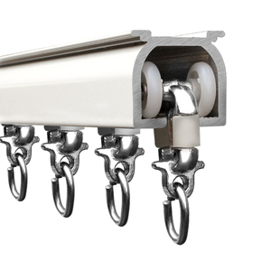 窗帘轨道滑轮单轨滑轨滑道顶装直轨双轨侧装铝合金导轨静音加厚杆