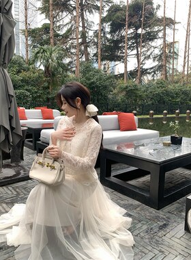 本希benxe   2025白色A字显瘦少女仙气蓬蓬纱裙吊带连衣裙春夏季