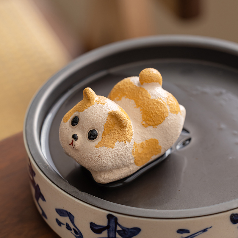 紫砂招财肥喵茶宠精品可养功夫茶具茶盘配件小摆件茶玩茶桌装饰品