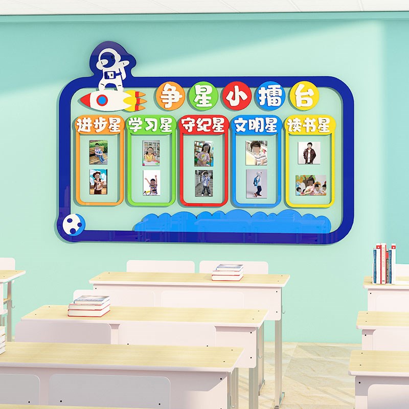 班级文化墙布置每周班级之星墙贴3d开学励志小学教室氛围装饰神器