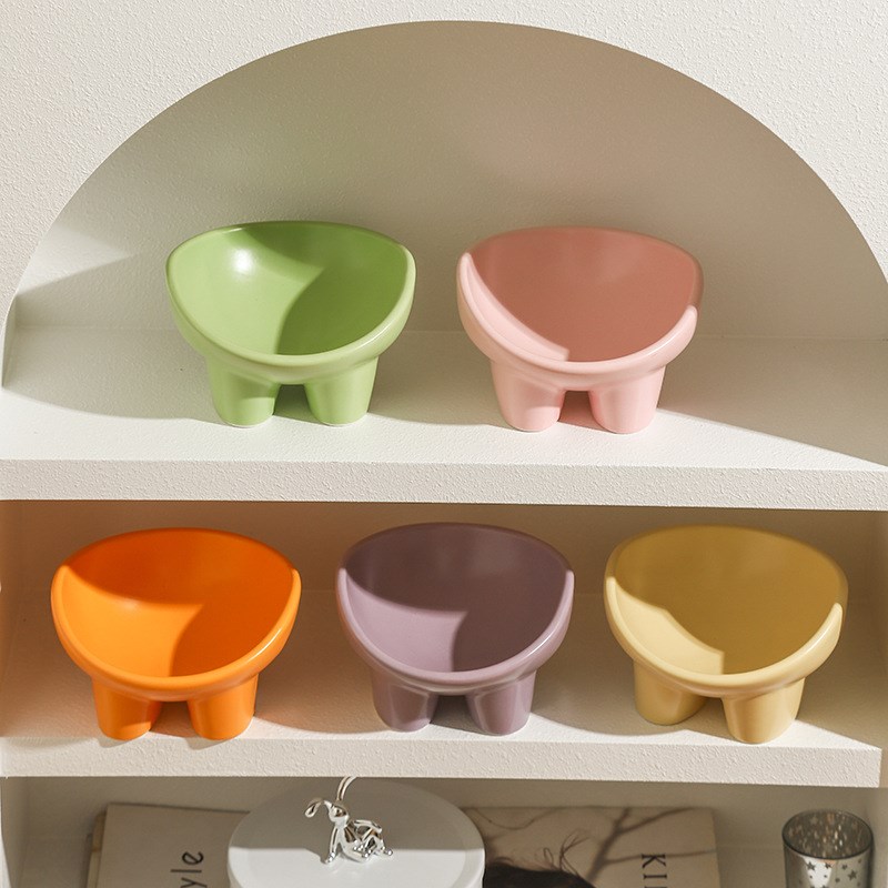 腐败猫陶瓷猫碗宠物护颈脚斜口饮水碗猫粮碗防黑下巴食盆猫咪