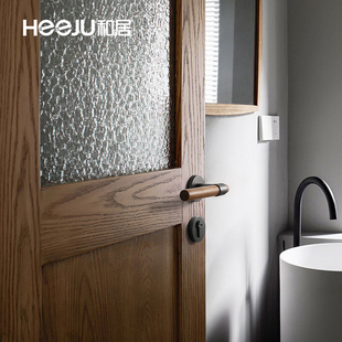 木门锁磁吸静音锁 黑胡桃门锁复古樱桃木室内卧室门把手 和居 叙