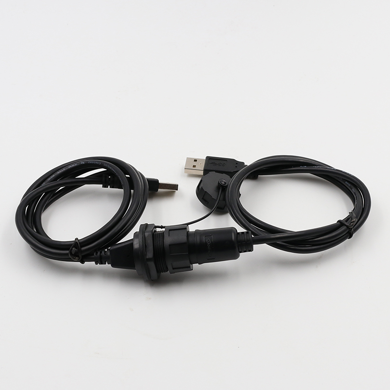 凌科YU-USB2.0数据连接器 防水航空插头插座1M线 USB2插头USB插座