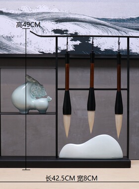 新中式毛笔架小摆件创意家居书房书桌办公桌禅意桌面古风软装饰品