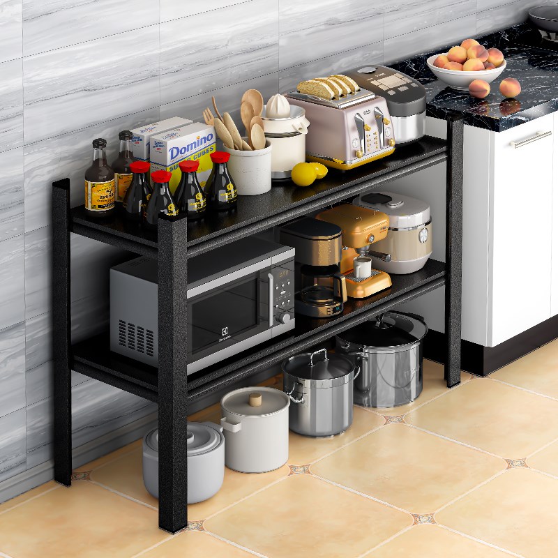 双层厨房置物架落地货架储物柜两层架子30cm宽35x60/70长80整理架