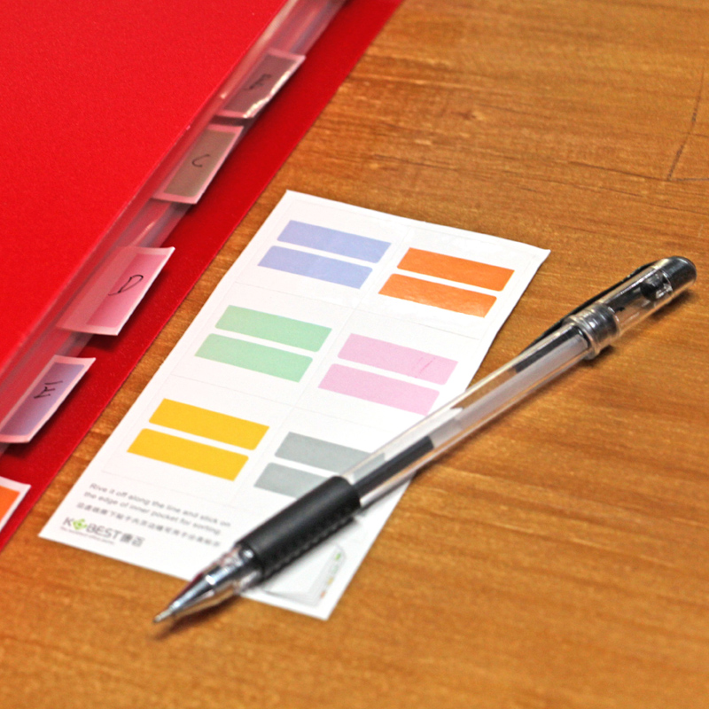 康百红色资料册60/80/100透明插页袋A4多层分页学生试卷袋乐谱夹