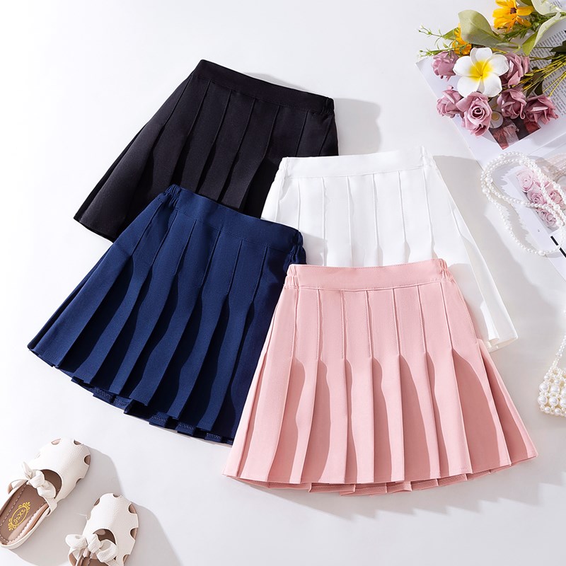女童半身百褶裙春秋夏季儿童学院风JK制服裙子学生防走光校服短裙