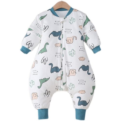 冬季加厚夹棉睡袋宝宝纯棉分脚防踢被可拆袖男女童保暖连体睡衣