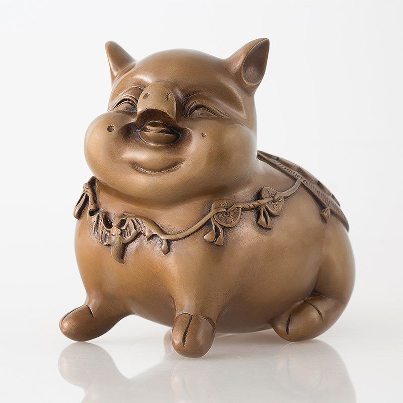 铜韵堂 铜生肖猪可爱摆件 桌面卧室办公室酒柜饰品办公室客厅礼品