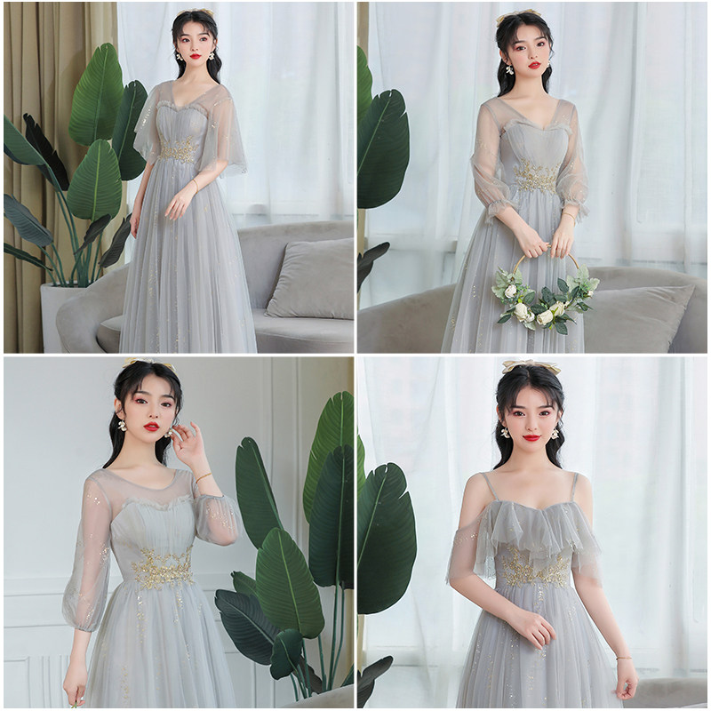 伴娘礼服女2021新款平时可穿姐妹团气质高级感显瘦森系大码裙冬季