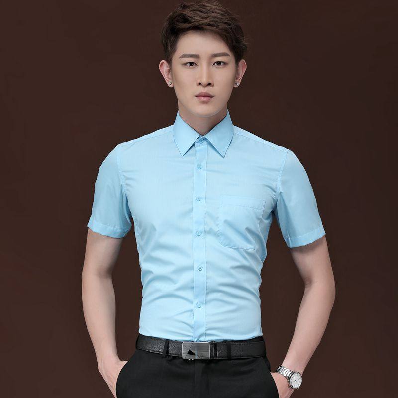 衬衫男短袖商务修身棉夏季工作免烫正装新款上班白职业白衬衣