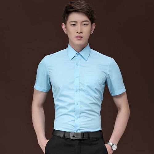 衬衫男短袖商务修身棉夏季工作免烫正装新款上班白职业白衬衣