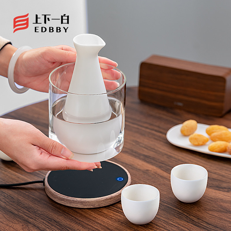 温酒器羊脂玉瓷家用陶瓷清酒黄酒烫酒壶日式酒具套装白酒杯煮酒器